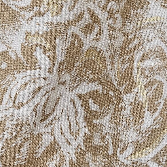 Coldwater Creek Cropped Pants Womens Size 8 Linen Blend Gold Floral Wide Leg - Picture 11 of 16